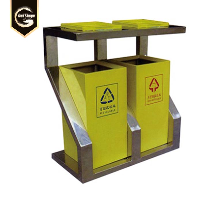 Stainless Steel Advertising Public Standing Large Stainless Steel Metal  Rubbish Bin