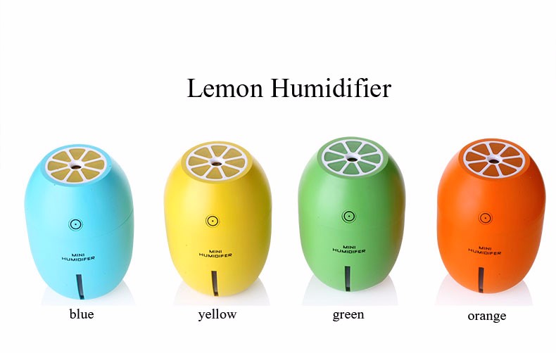 Mini Yellow Lemon design Car Humidifier with USB connect Recharge wireless Ultrasonic Aroma Humidifier