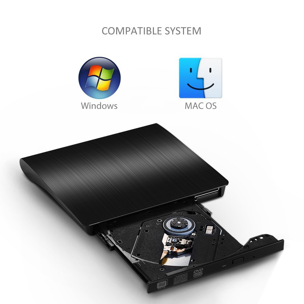Portable Ultra Slim CD/DVD RW Burner Writer Reader Black USB 3.0 DVD Drive