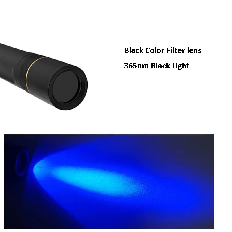 Jade And Stone Detector Blacklight Flashlight 5w 365nm UV Filter Flashlight For Testing Gem