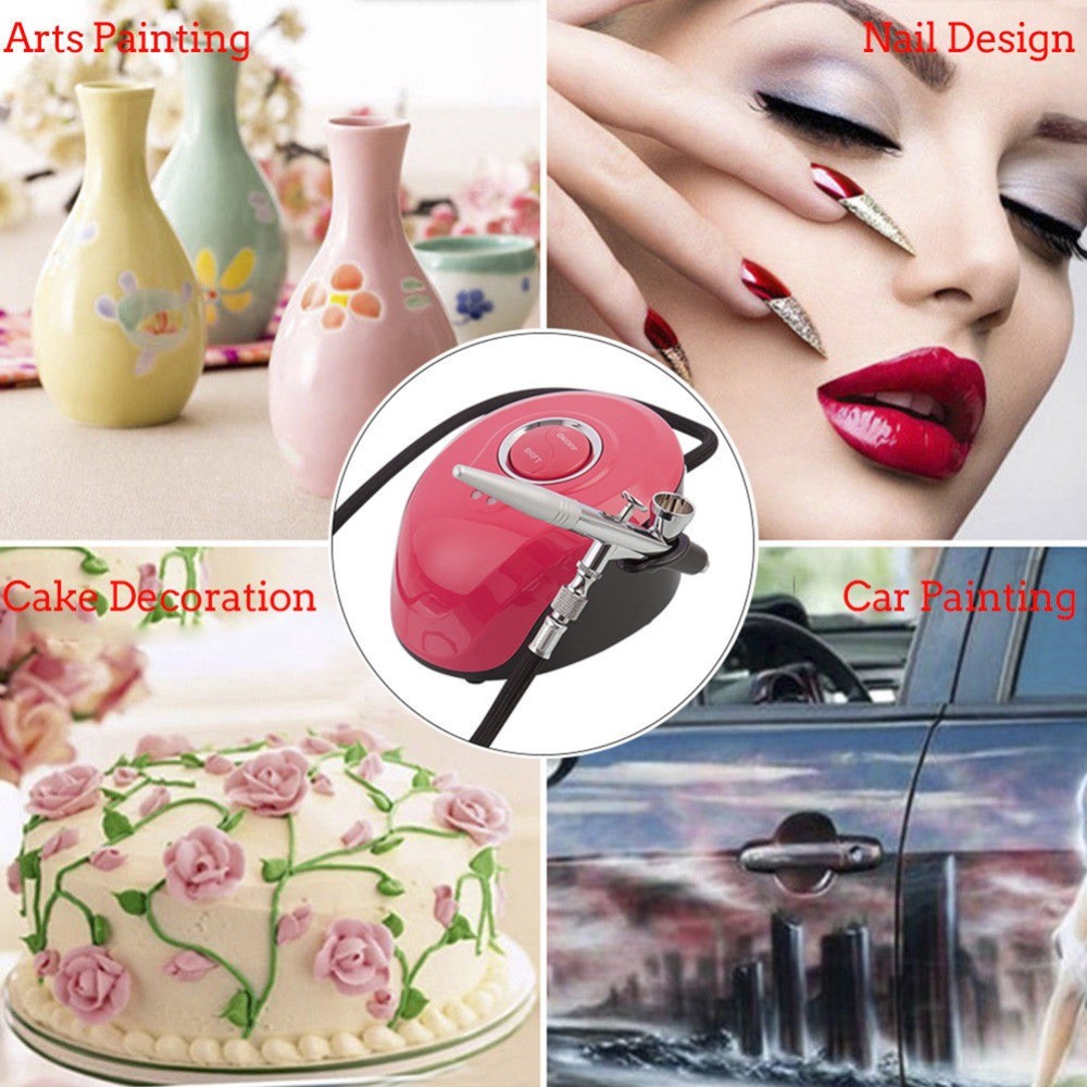 Practical 0.3/0.4mm Airbrush With Compressor Paint Spray Gun Mini Air Compressor Art Paint Kit For Cake Decoration Nail Painting