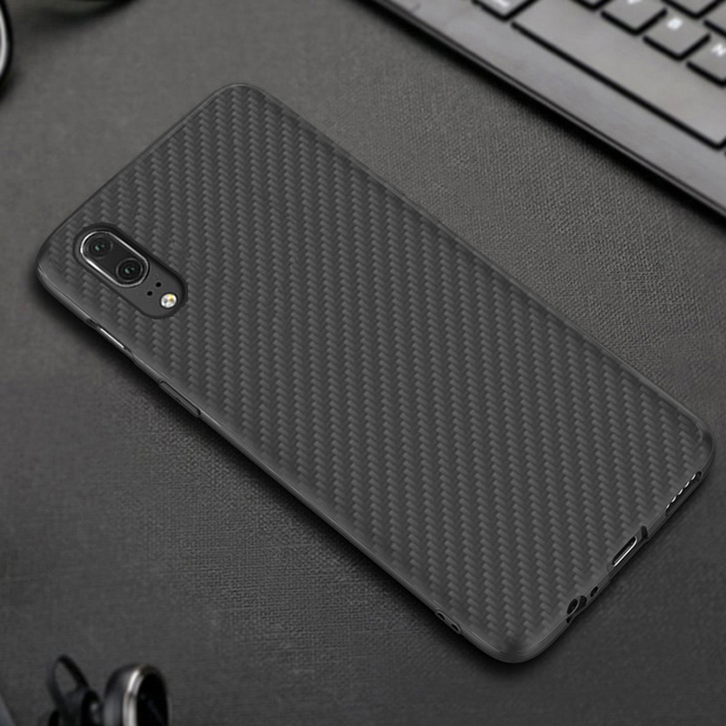 Matte Finish Carbon Fiber Textured Light Thin Shock Absorbing Bumper Skin hard case For Huawei P20
