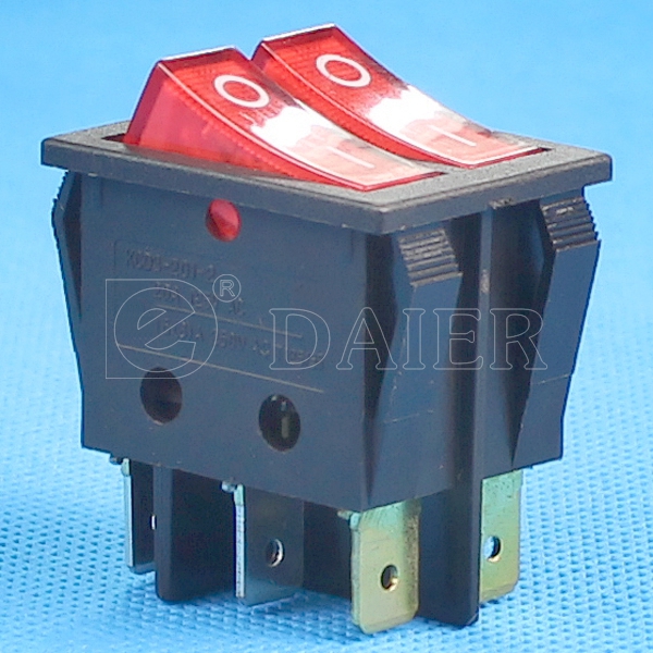 Medium DPST KCD2 ON OFF Rocker Switch 16A 250V KCD2 Rocker Switch 6A 250VAC