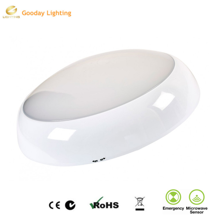 Sensor emergency ceiling lamp 2D 20w 15w stairs light with self testing