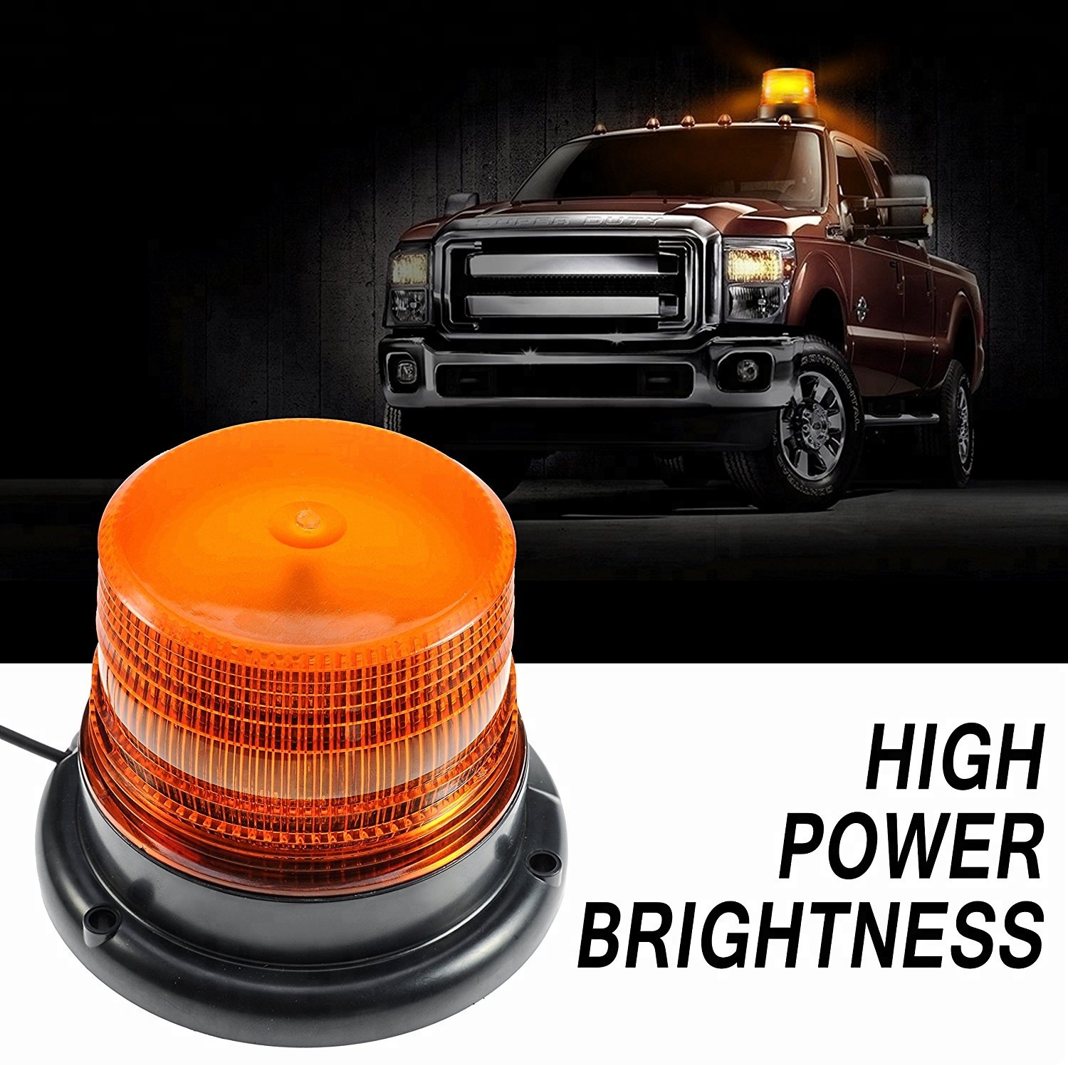 12W Amber Magnet Base Flashing Beacon for Trucks School bus ambulance