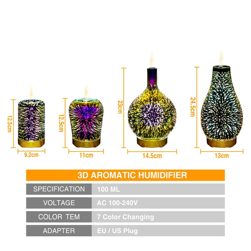 Hhumidifier Table Lamp 7 Changeable Colorful Aromatherapy Night Light for Home Office Hotel SPA Gift Liquid shape Modern Style