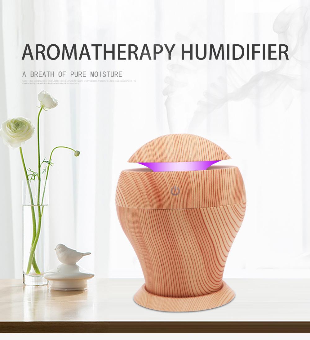 Cool Mist Aroma Diffuser With Usb Plug, Wood Grain Painted Mini Size 130Ml Air Humidifier, Portable Desktop For Office, Home