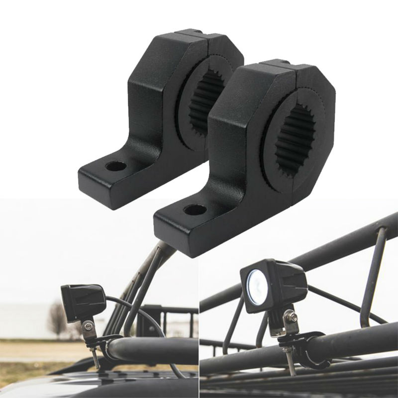 2pcs Car Roll Cage Tube Bull Bar Clamp Bracket LED Fog Driving Light Spotlight Universal Mounting Bracket 4x4 Offroad ATV