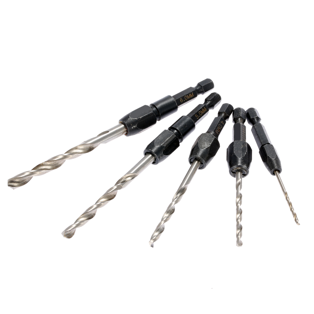 5pcs 2mm-6mm Hex Shank Twist Drill Bits Set furadeira ferramentas Spiral Drill for Rotary Hammer Woodworking Wood Drilling Tools