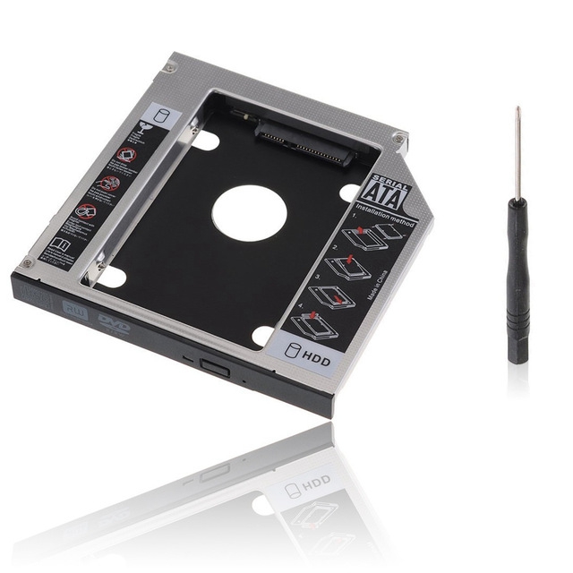 New Aluminum Universal SATA 2nd HDD Caddy 12.7mm 2.5 Hard Disk Drive Enclosure SSD Case for Laptop DVD/CD-ROM Optibay