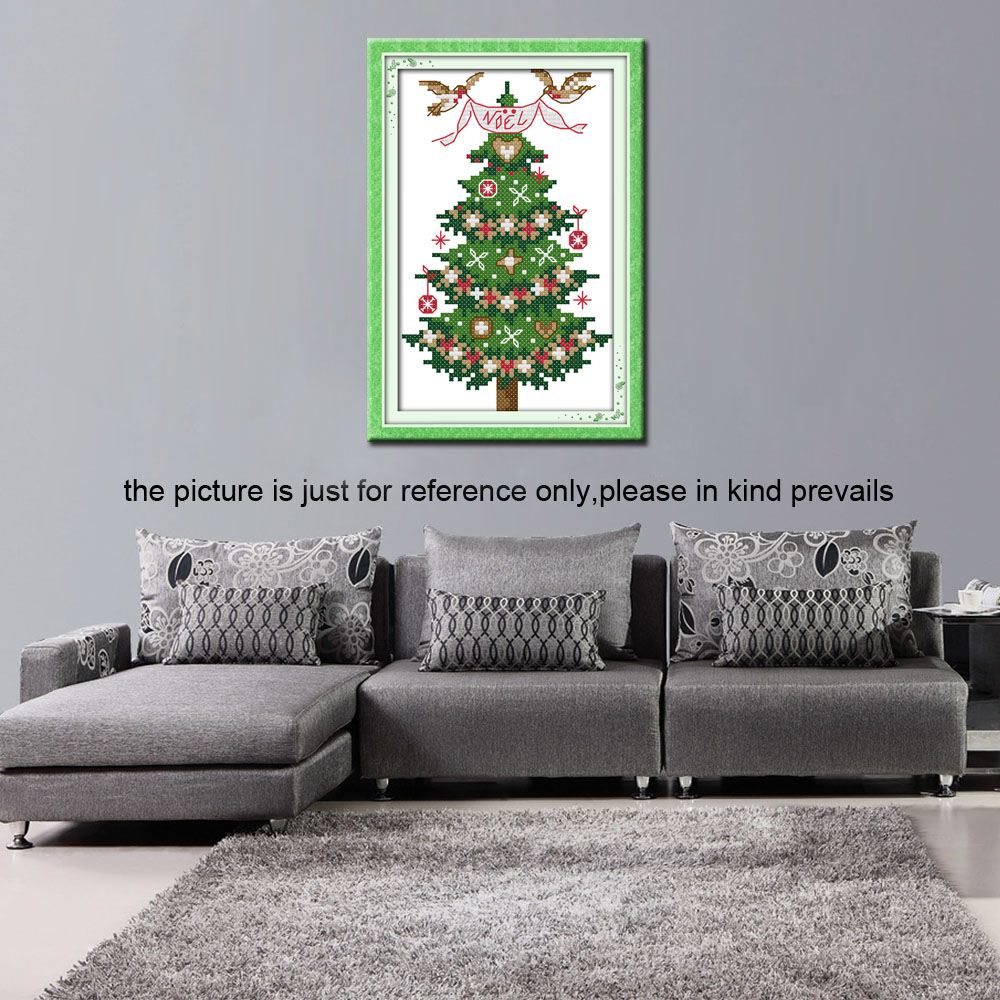 2016 DIY Cross Stitch Set Christmas Tree Pattern Cross Stitching 13 * 21cm 14CT Beautiful Handmade Embroidery Needlework Kits