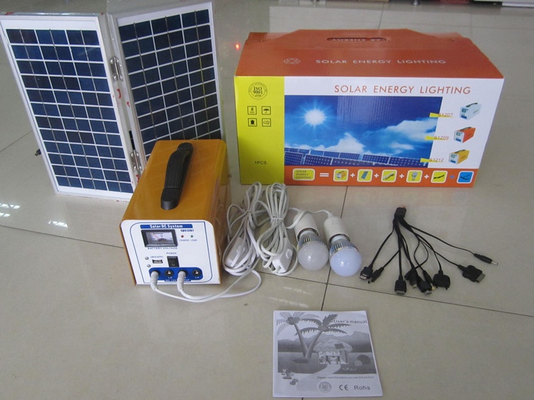 3W x2pcs led bulb cellphone charge portable solar home lighting system