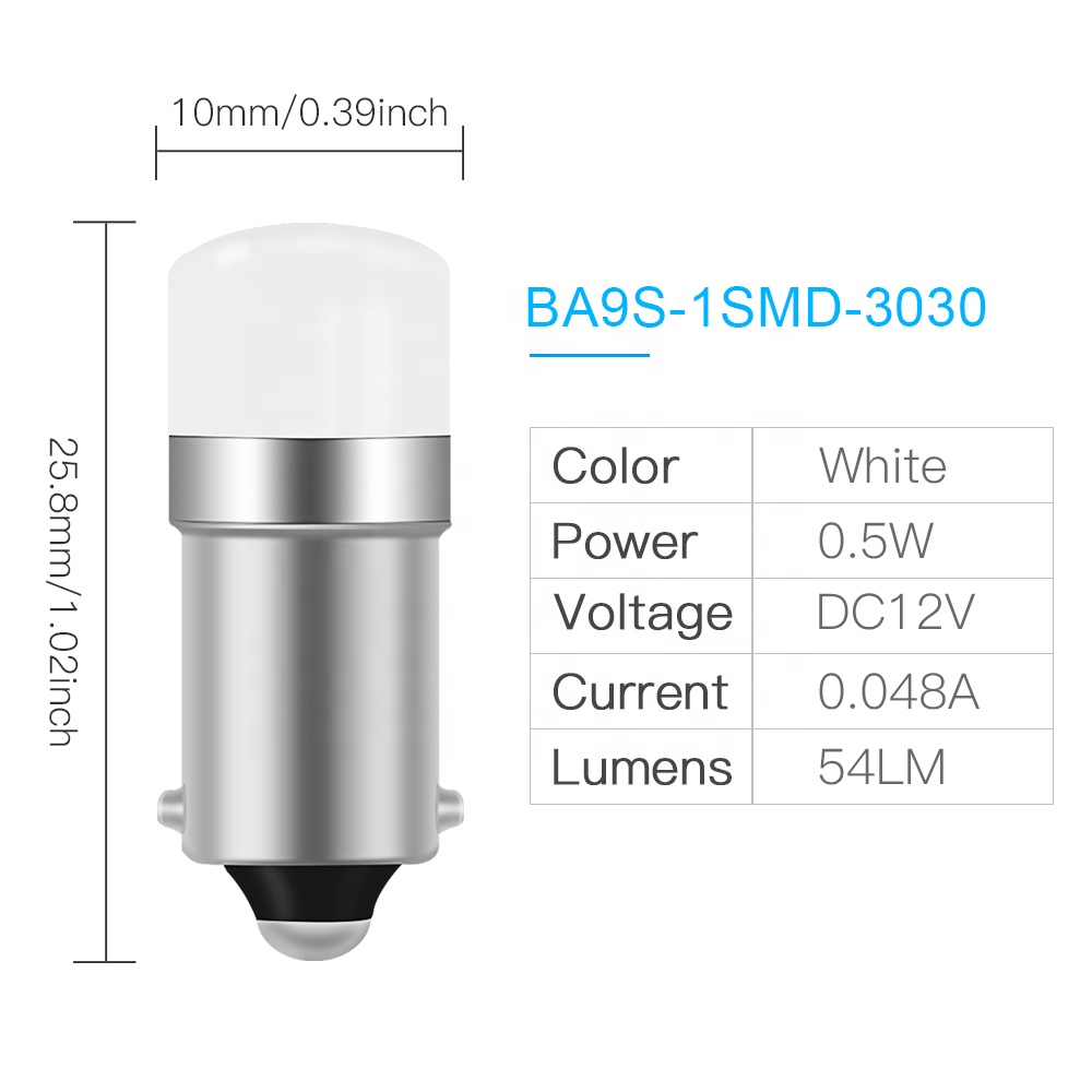 T3-1/4 Miniature Bayonet Base 28V Ba9S 1Smd 3030 Panel Indicator Non-Dim 14V Led Aircraft Warning Lights