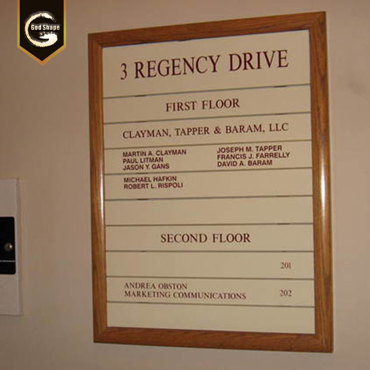 GS Wall mounted aluminum and acrylic sign profile directory hospital building signage