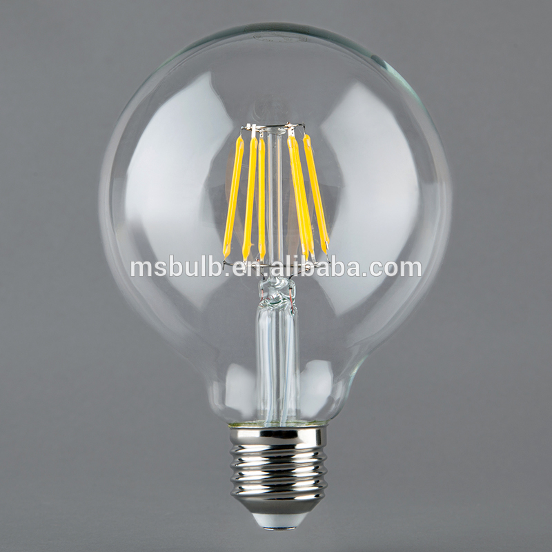 lighting led haining Mingshuai Vintage led filament bulb g95 full glass light source 6w E27 CE ROHS TUV UL