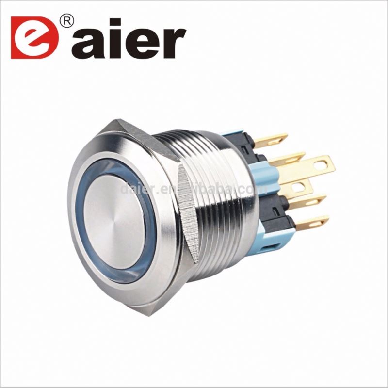 IP67 22mm stainless steel flat pushbutton with led pcb terminal