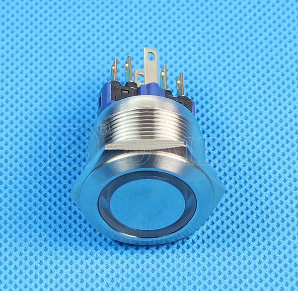 22mm Round Ring Lighted 1NO 1NC Waterproof  Push Button Switch