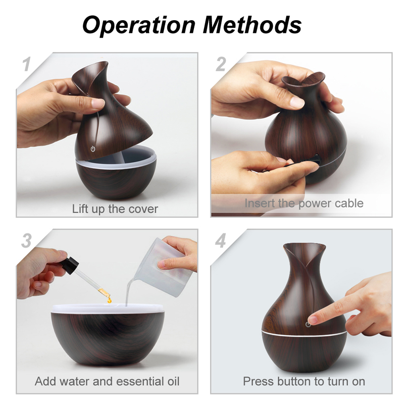 Mini USB Air Humidifier Household Essential Oil Diffuser with Light Aroma Lamp Aromatherapy 130 ML Air Humidifier for Office