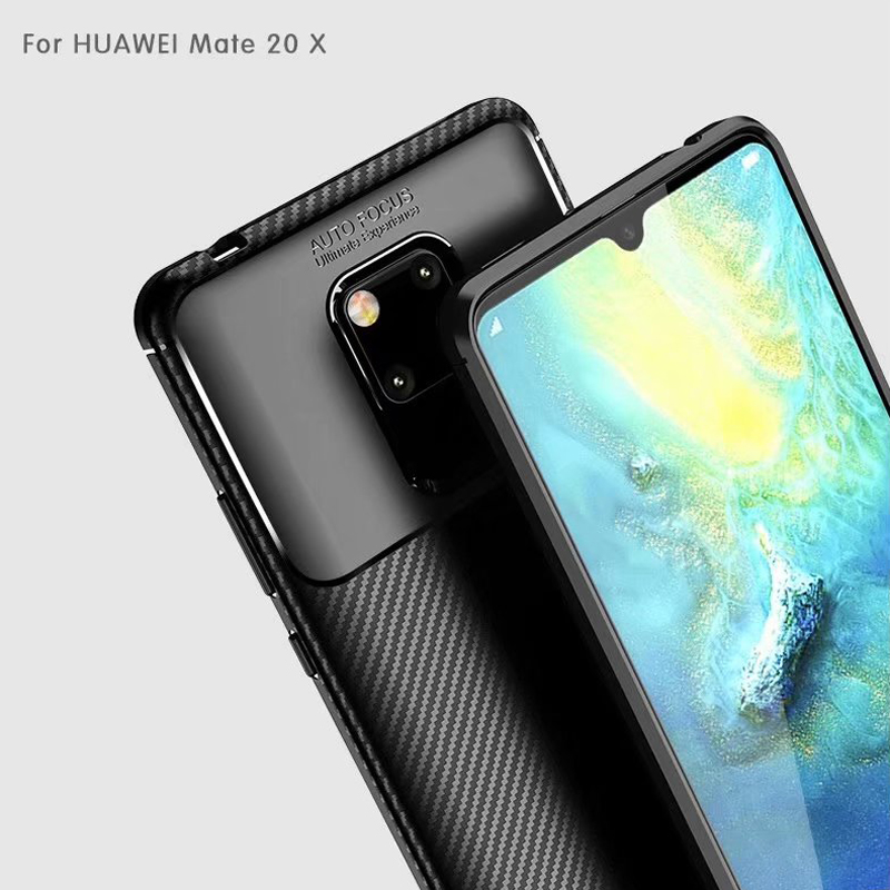 New Premium Shock Protection Carbon Fiber Skin TPU Silicone Case For Huawei Mate 20X