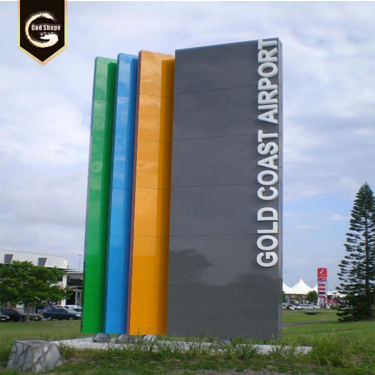 GS outdoor waterproof 4s car front store  freestandimg Stainless steel metal  pylon sign for advertising of building  signage