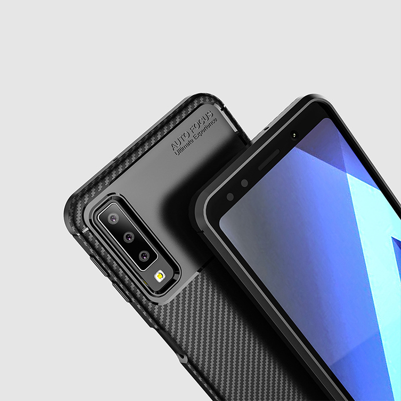 New Premium Shock Protection Carbon Fiber Skin TPU Silicone Case For Samsung galaxy A7 2018