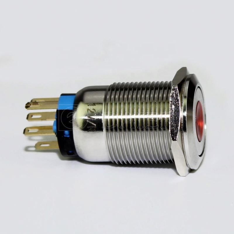 19mm SPST Round Button Waterproof Push Button Green Light