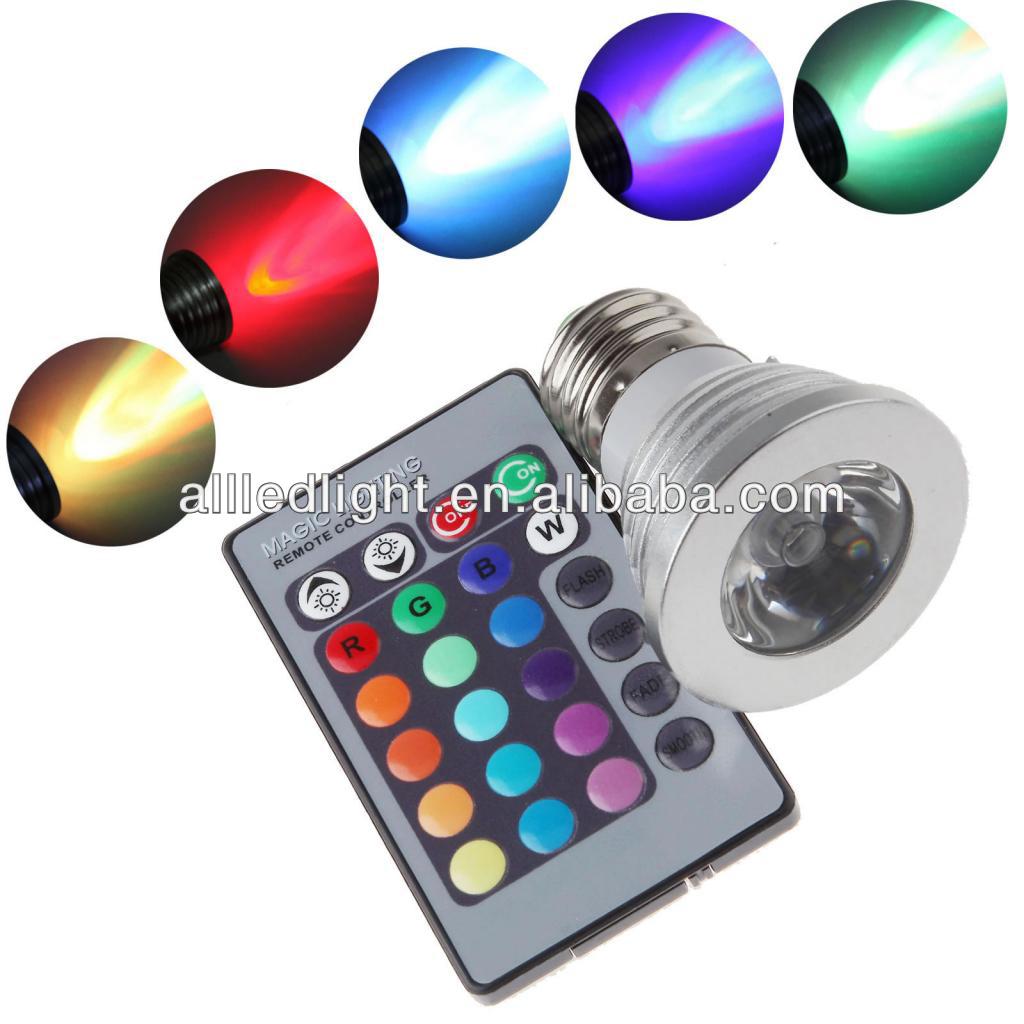 16 colors changing rgb spots led 3w with IR controller