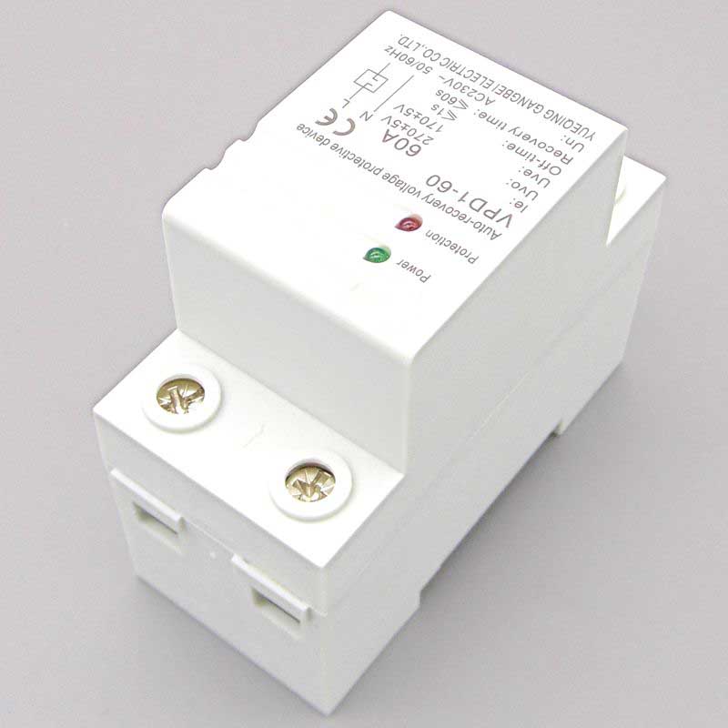 VPD1-60A 230V Din rail automatic recovery reconnect over voltage and under voltage protective device protector protection relay