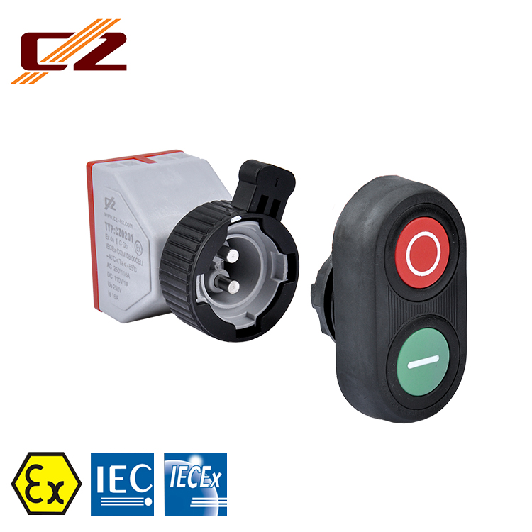 IECEx and ATEX certified Plastic Explosion-proof Rubber Sheath Double Push Button