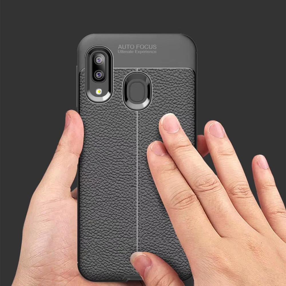 Carbon Fiber Lichee Pattern tpu For Samsung galaxy A20 E Soft TPU Case