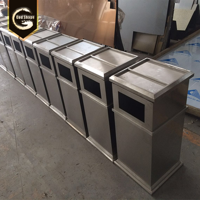 OEM Large Custom High Quality Advertising Recycling Stainless Steel Office Garbage Trash Can Waste Bins