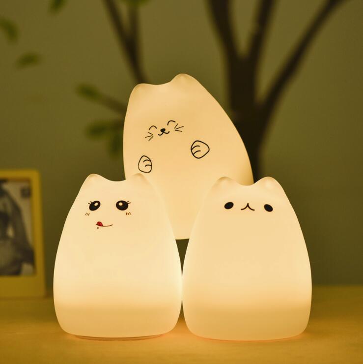 LED Baby Kid Night Light 7 Colors USB Rechargeable Cute Design Silicone Night Lamp