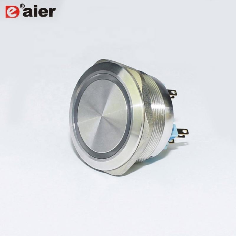 40mm Electrical Flat Ring Lighted Non Latching Led Push Button Switch