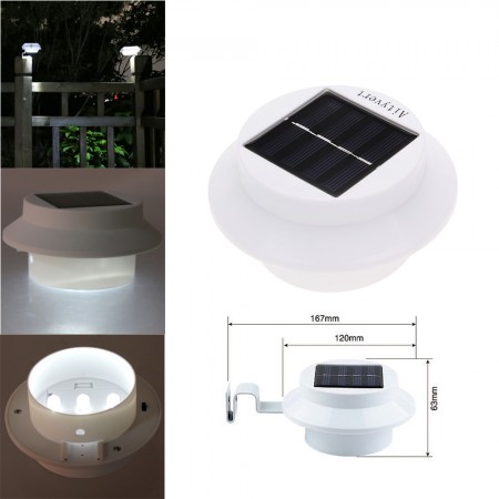 Garden Sink Pathway Solar Powered LED Fence Gutter Lamp Light Outdoor Garden,White