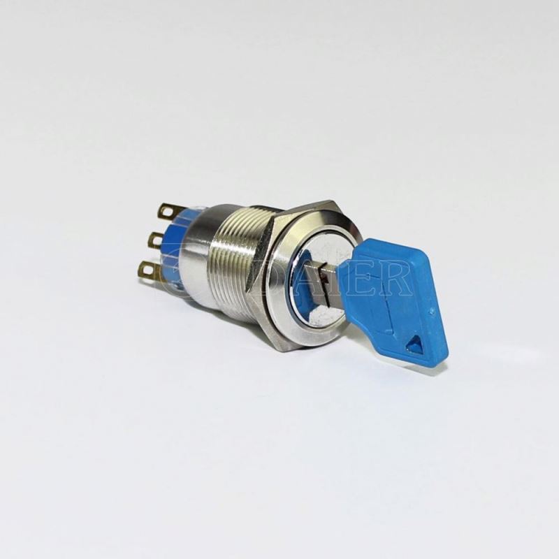 19MM Single Pole 3Pin ON-ON Stainless Steel Waterproof Key Switch