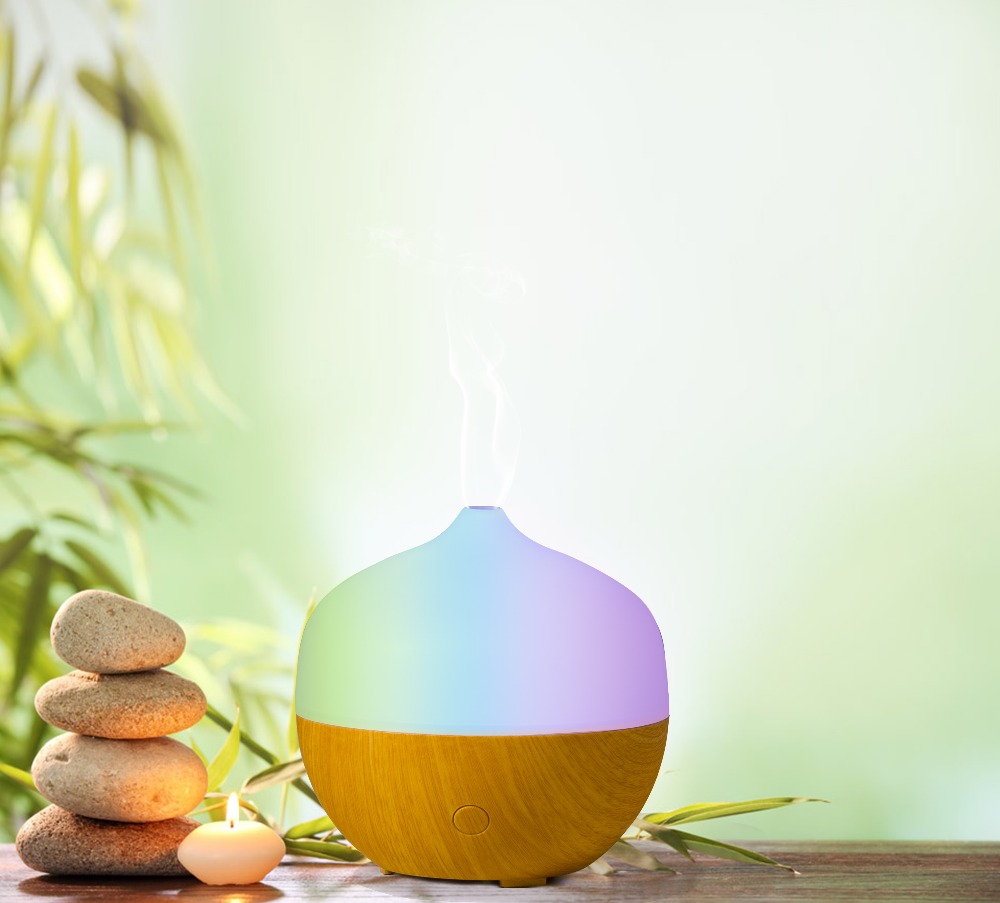 Wood Grain 130ml Ultrasonic Aroma Cool Mist Humidifier for Office Home Bedroom Baby Room Yoga Spa