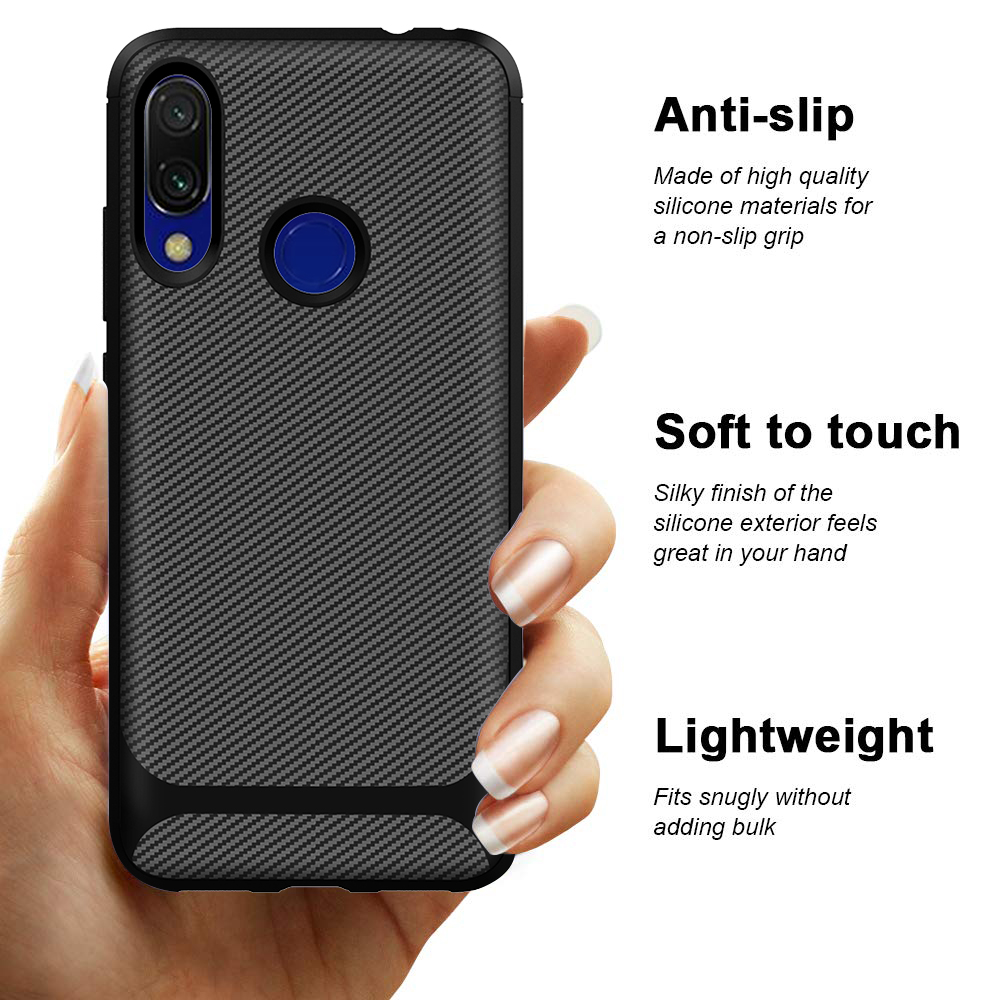 Carbon Fiber Silicon tpu Back cover For Redmi 7 silicon tpu  case cover