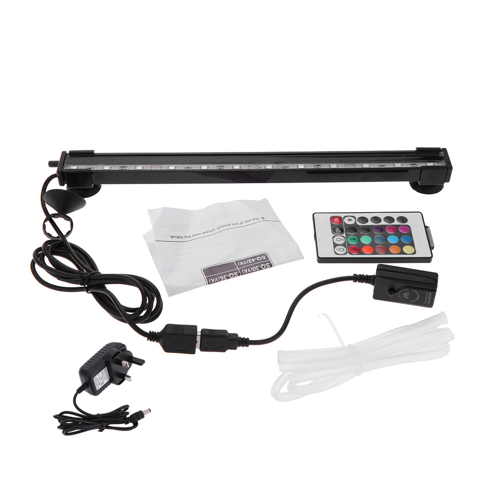 15Colors Bubble Aquarium Light 120 Degree RGB IP68 31cm 4.1W 12 LEDs Submersible Remote Control Fish Tank LED Light Bar