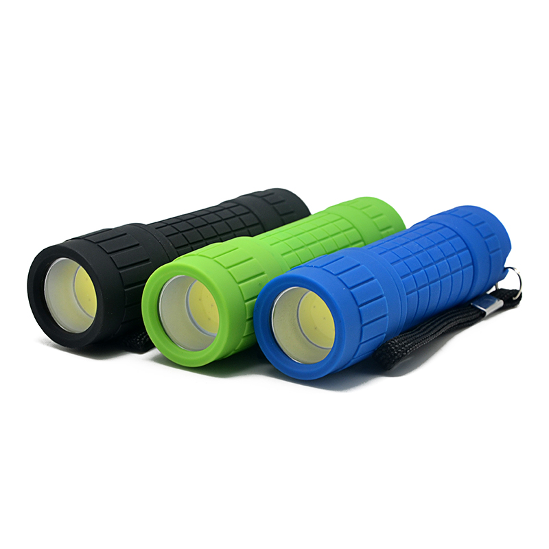 Portable Multicolor Plastic Flash Light Dry Battery 100 Lumen Mini Small High Bright Light 3W COB Rubber LED Torch Flashlight