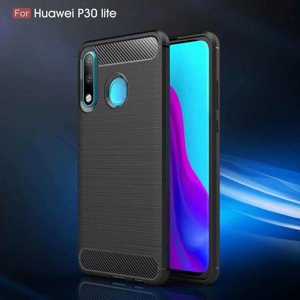 New Arrival Shockproof Carbon Fiber Case Cover for Huawei P30 Lite TPU+PC case