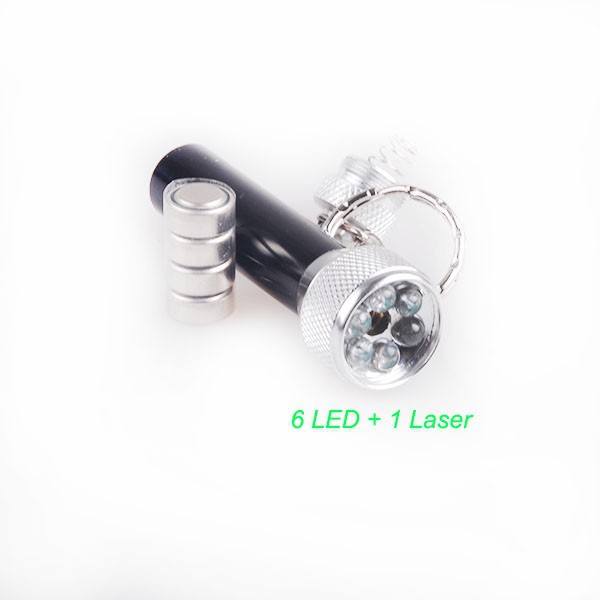 6 led Flashlight keychain with Laser pointer