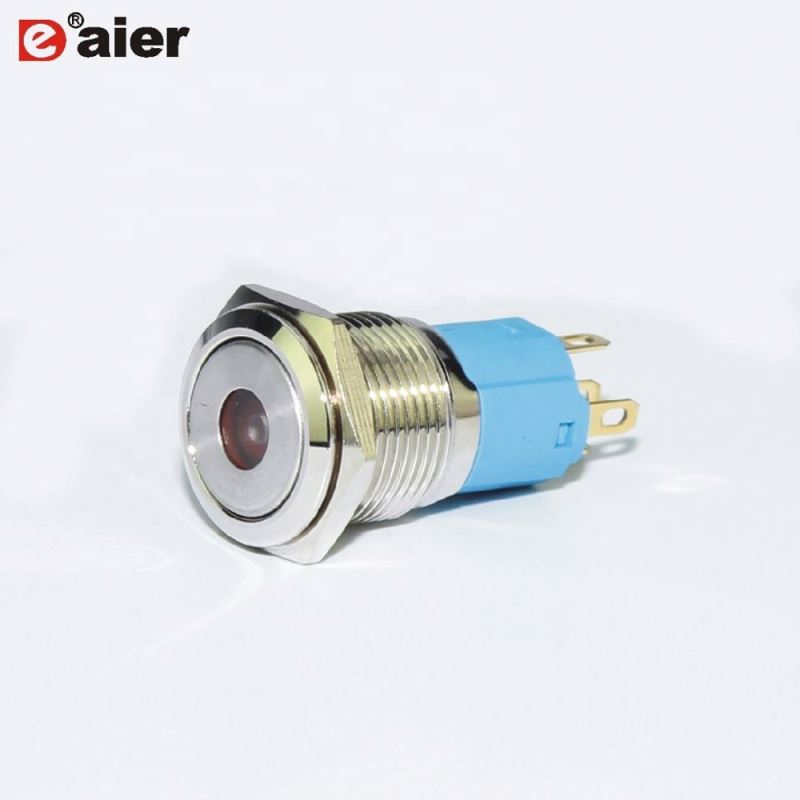 16mm 12V Red Dot Lighted Waterproof Illuminated Tact Switch