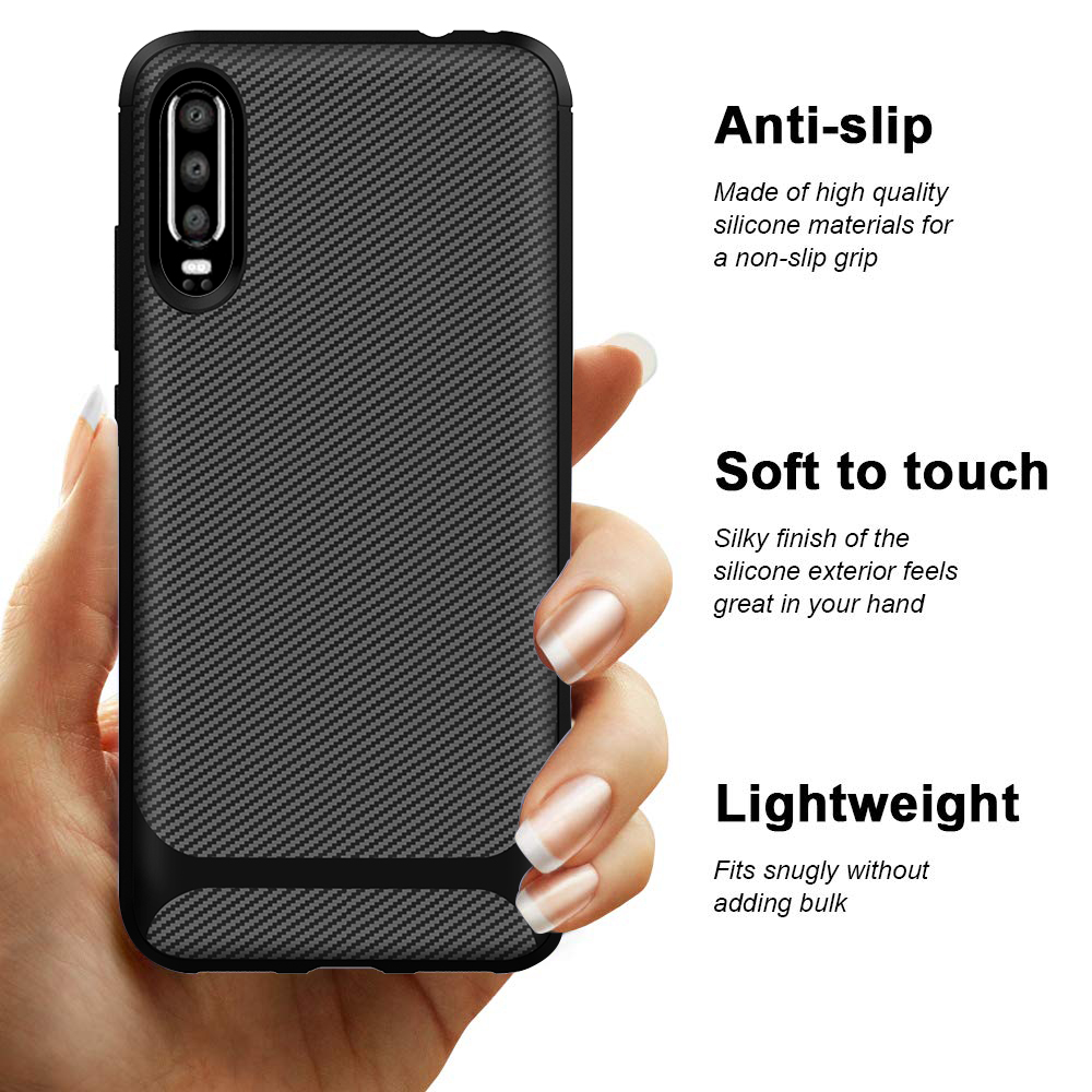 Carbon Fiber Silicon Back Cover For Huawei P30 Lite Phone Case