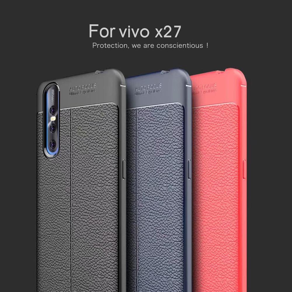 Carbon Fiber Lichee Pattern tpu For Vivo X27 Soft TPU Case