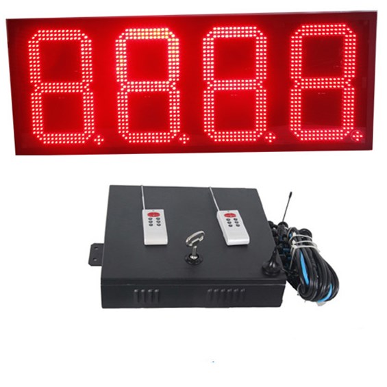 Hidly  High Efficient and Bright 12 inch 7 Segment Waterproof LED Gas Price Screen Display 4 Digit for Petrol Station