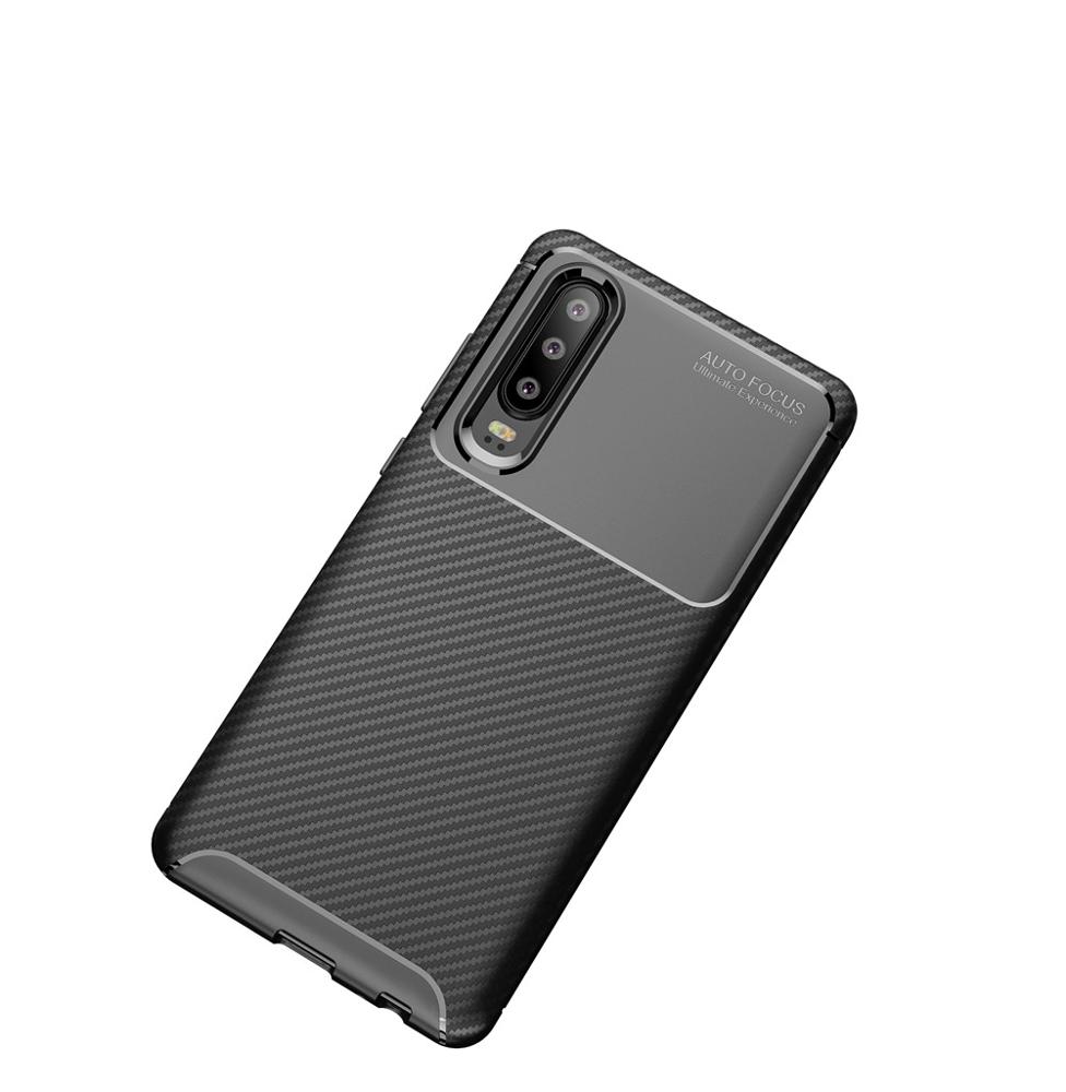 Carbon Fiber 360 Protective phone case For Huawei P30 TPU Silicone back cover case
