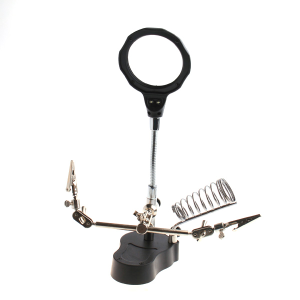 3.5X 12X Foldable Auxiliary Magnifier Helping Hand Magnifying Glass with LED lupa Adjustable loupe Crocodile Holding Clamps