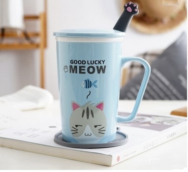 Cartoon Animal ceramic cup big capacity couple mark cup with a spoon handle milk coffee cup