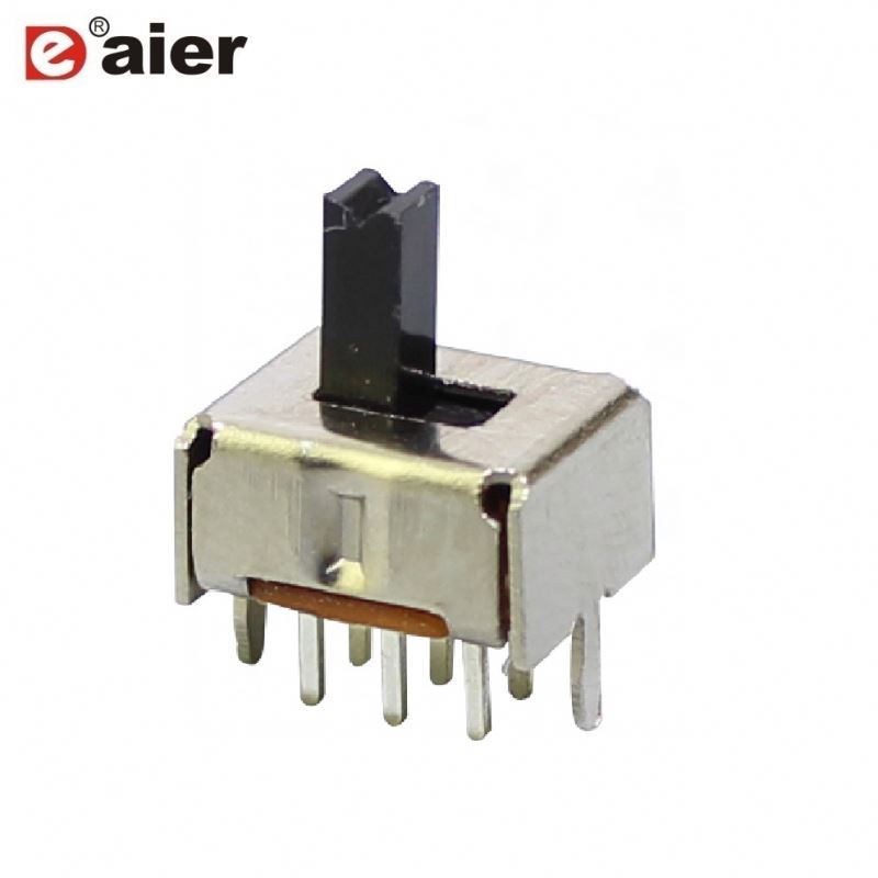 50mA 12VDC 2P2T Vertical Slide Switch 6 Pin With Black VG Type Handle