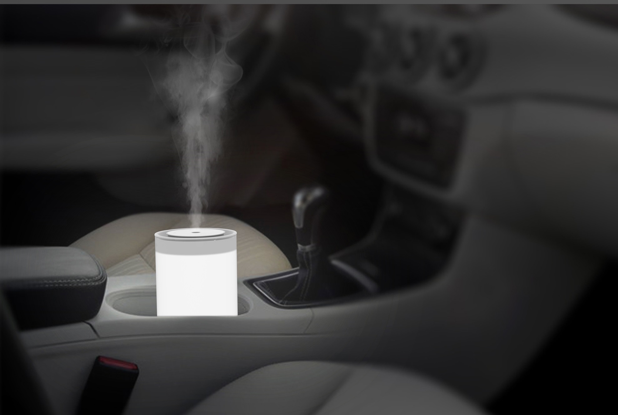 2019 New Simple Cylinder Design White Ultrasonic Humidifier Aroma Air Cool Mist Refresher Humidifier with Dimmable  Lighting